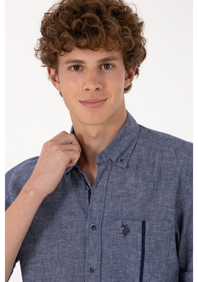 U.s. Polo Assn. Erkek Lacivert Gömlek Desenli 50300226-vr033 Lacivert