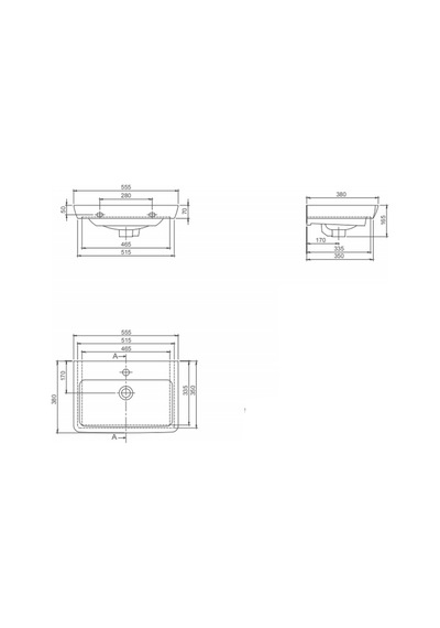 Turkuaz Seramik Cerastyle Porto 55 x 38 CM Lavabo