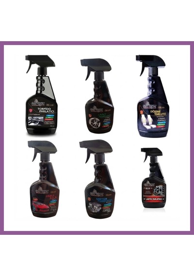 Ren.ga.renk 6'lı Araç Bakım Seti Torpido Jant Döşeme Motor Lastik Parlatıcı Hızlı Cila Spreyi 500 Ml Rengaren