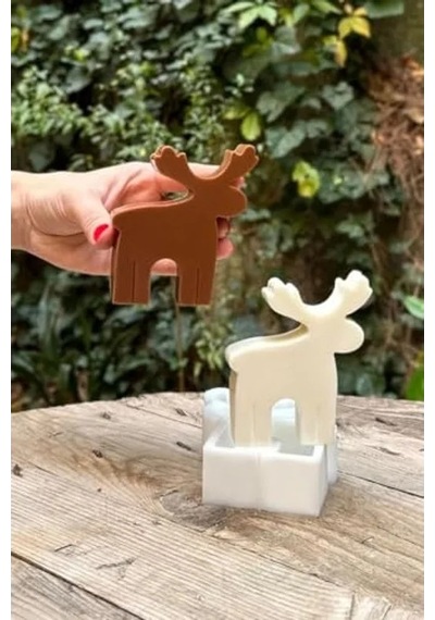 Silikon Geyik 2d Mum Kalıbı, Tek Adet İle Yaratıcı Tasarımlar Açık Bej