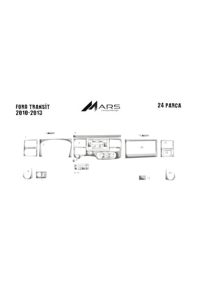 Ford Transit Torpido Kaplama 2010-2014 22 Parça Alüminyum