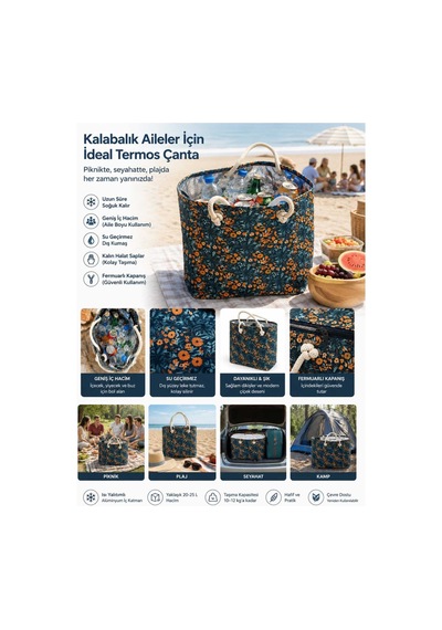 Famıly Towel Büyük Hacimli Termos Çanta Piknik, Plaj Ve Seyahat İçin Uzun Süre Soğuk-sıcak Koruma 45cm X 35 Cm 40 Litre, Su Geçirmez Oxford Kumaş Doğa Papatya Bahçesi Modern Famıly Towel Büyük Hacimli Termos Çanta Piknik, Plaj Ve Seyahat İçin Uzun Süre Soğuk-sıcak Koruma 45cm X 35 Cm 40 Litre, Su Geçirmez Oxford Kumaş Doğa Papatya Bahçesi Modern