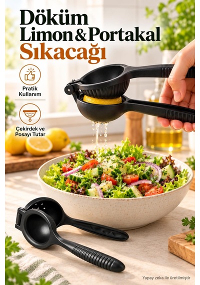 Döküm Limon Ve Portakal Sıkacağı Manuel Narenciye Meyve Sıkacağı Siyah