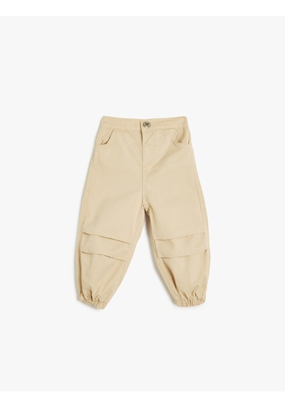 Koton Paraşüt Jogger Pantolon Cepli Pamuklu Bej 4smg40014ad Ekru