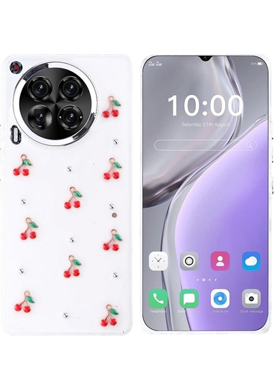 Tecno Camon 30 Kılıf Airbag Tasarımlı Simli Şeffaf Zore Kutup Kapak