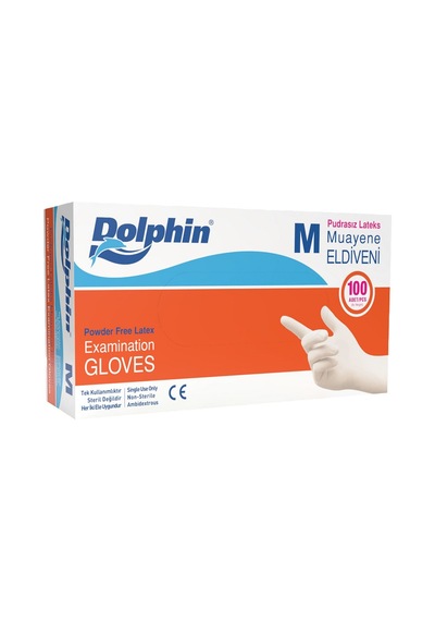 Dolphin Lateks Muayene Eldiveni Pudrasız 100 Adet Beyaz M 8'li Avantaj Paketi - 8 Adet Tarı