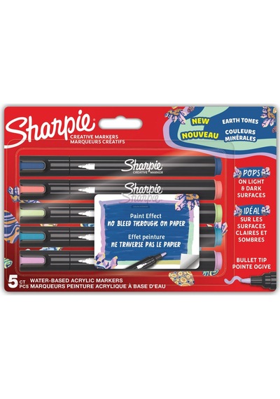 Sharpie Acrylic Paint Markers Earth Tones 5'li Yuvarlak Uç Akrilik Markör Kalem Seti / 2213380