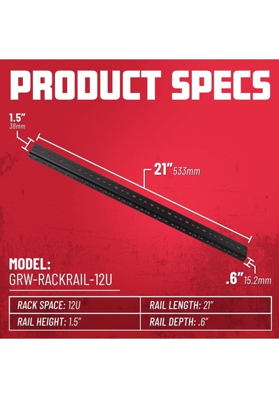 Rackworks Ağır Hizmet Tipi Çelik Raf Ray Seti 12u Raf Boyutu Grw-rackraıl-12u Belirtilmemiş