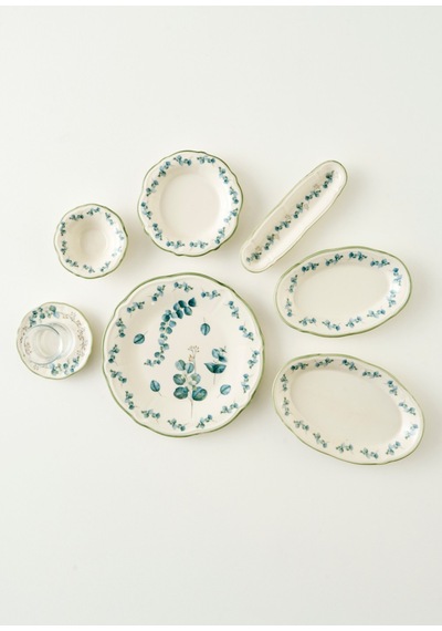 Bella Maison Ocaliptus Stoneware 52 Parça 12 Kişilik Kahvaltı Takımı Yeşil Yeşil