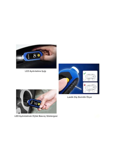 Michelin Mc27001 3,6v Li-ion 150psı Şarjlı Dijital Lastik Basınç Ve Derinlik Ölçer