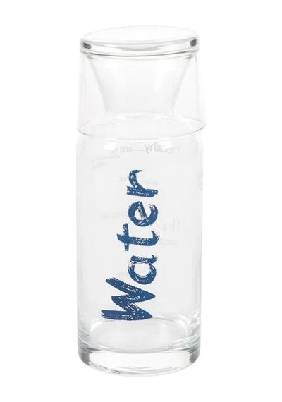 Kırmızı Yazılı 650 Ml'lik Baş Ucu Pratik Kullanım Borosilikat Bardak Ve Şişe - Mavi