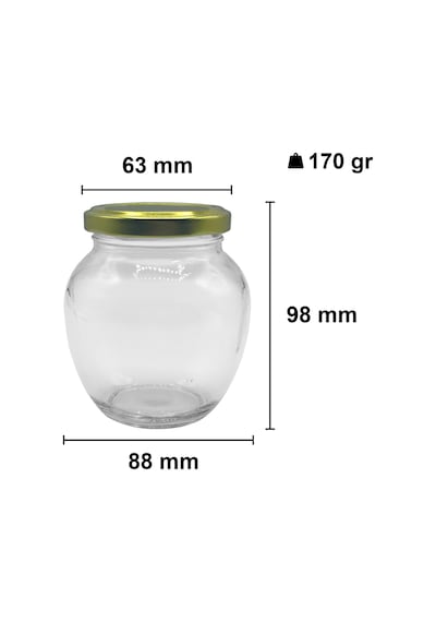 Afracam 370 ML Siyah Metal Kapaklı Şeffaf Yumurta Cam Kavanoz