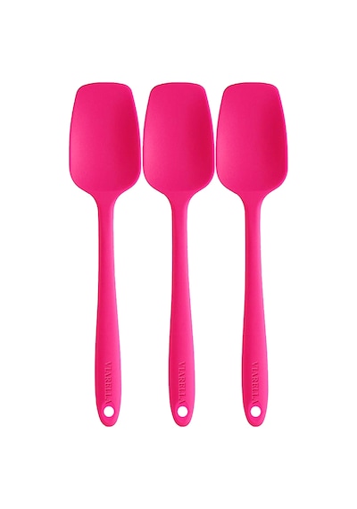 Silikon Kaşık Spatula Seti 6lı Yanmaz Yapışmaz Çizmez Fuşya 27cm