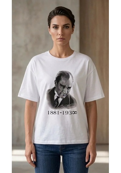 Yake Store Atatürk Baskılı Tişört Kısa Kollu Bisiklet Yaka T-shirt - Beyaz - Beyaz Yake Store Atatürk Baskılı Tişört Kısa Kollu Bisiklet Yaka T-shirt - Beyaz - Beyaz