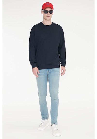 AC&Co / Altınyıldız Classics Standart Fit Normal Kesim Pamuk Bisiklet Yaka Erkek Sweatshirt Lacivert