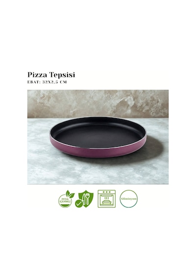 Arzu Çelik 32 Cm Granit Pizza Tepsisi - Mürdüm Çok Renkli