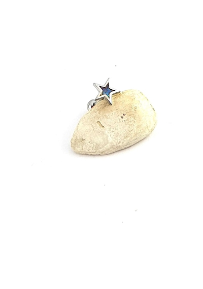 Opal Taşlı Yıldız Figürlü 925ayar Gümüş Tragus Kıkırdak Piercing Gümüş
