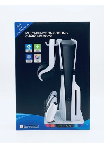 Ps5 / Ps5 Slim / Ps5 Pro Uyumlu Çok Fonksiyonlu Soğutucu Stant - Çift Kol Şarj İstasyonu Ve Rgb Işıklı