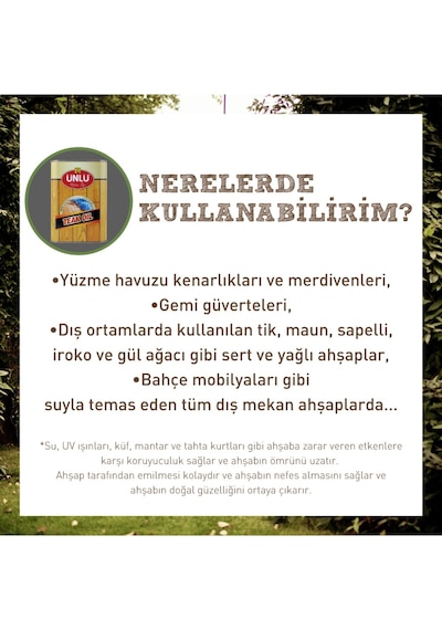 Ünlü Protect Teak Oil 1. Kalite Tik Yağı 2.5 L Tik
