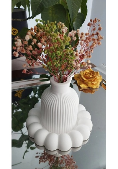 Bernami Mumluk Şamdanpinterest Model Bubble Tabak Ve Vazo Set %100 Doğal Taş Tozu Diğer