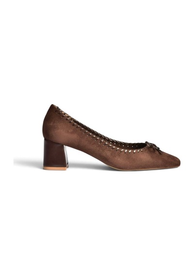 Fox Shoes Z820036602 Kahverengi Süet Kalın Topuklu Kadın Ayakkabı
