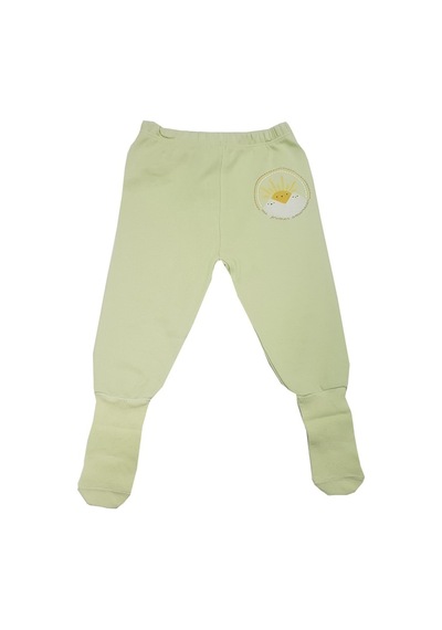 Feyzamavm Unisex Organik Kız-Erkek Bebek Çocuk Yeşil Kendinden Çoraplı Tek