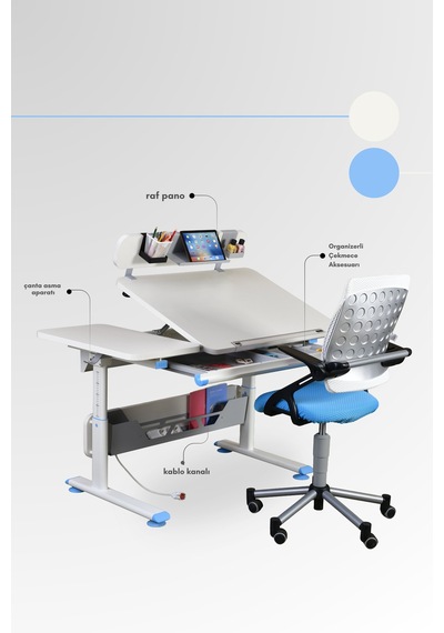 Creo Mobili Yükseklik Ve Eğim Ayarlı, Vega Advanced Bilgisayar Ve Çalışma Masası Takımı Ekru/mavi Gri Creo Mobili Yükseklik Ve Eğim Ayarlı, Vega Advanced Bilgisayar Ve Çalışma Masası Takımı Ekru/mavi Gri