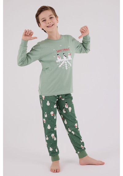 Rolypoly Erkek Çocuk Yeşil Pijama Takımı Rp3681-c-v2