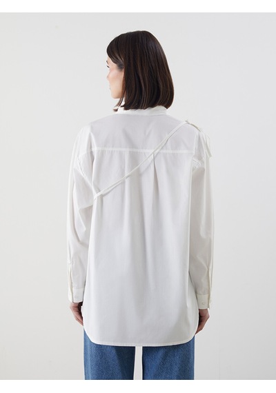 Lcw Modest Ekru Askılı Cüzdan Detaylı Oversize Kadın Gömlek Tunik