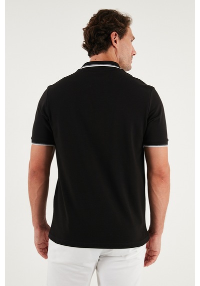 Buratti Pamuklu Regular Fit Şerit Detaylı Erkek Polo Yaka T Shirt 5902964 Siyah