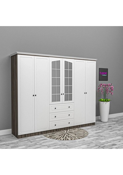 Bale 6 Kapılı Modern Gardrop Suntalam Antrasit