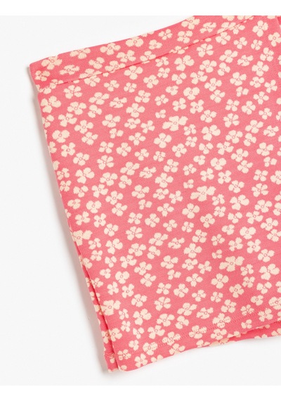 Koton Çiçekli Mini Şort Etek Kruvaze Detaylı Beli Lastikli Pembe Desenli 5skg40113ak Pembe