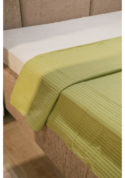 Sofline %100 Pamuk Çift Kişilik Yazlık Örgü Pike, Yatak Örtüsü, Terletmez Kumaş 240x200cm Yeşil