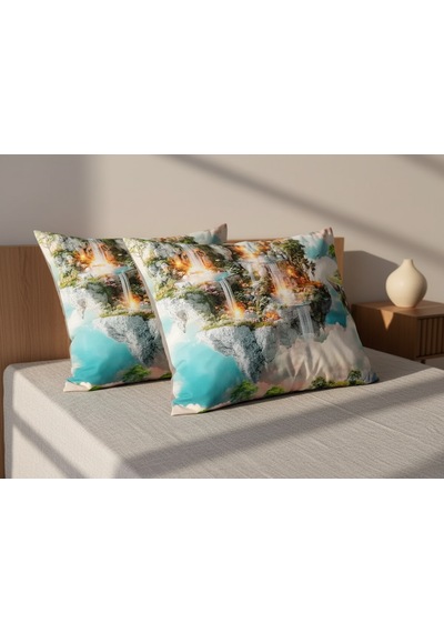 Artunhome Poplin Dijital Baskılı Yastık Kılıfı Seti 2 Adet 50x70 Cm %100 Pamuk Art20120042 Çok Renkli