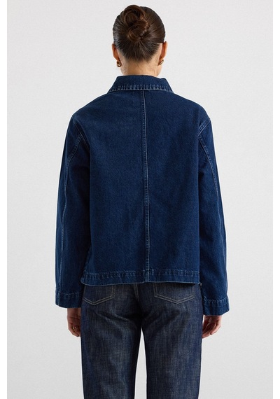 Olcay Birit Kapamalı Denim Ceket Koyu Mavi 8297