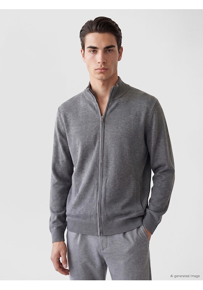 Lcwaıkıkı Classic Gri Regular Fit Dik Yaka Erkek Triko Hırka