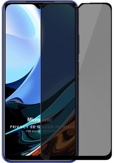 Microsonic Xiaomi Redmi 9t Privacy 5d Gizlilik Filtreli Cam Ekran Koruyucu Siyah