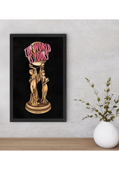 Bk Gift The World Is Yours Tasarımlı Dekoratif Ahşap Siyah Çerçev (498002408)