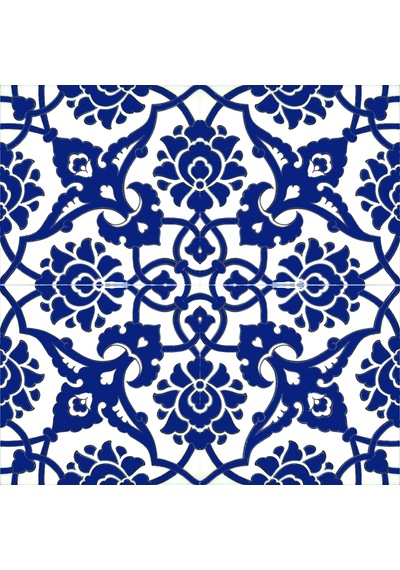Armada 20x20 Cm Sp 83 Kobalt Beyaz İznik Rumi Desenli Çini