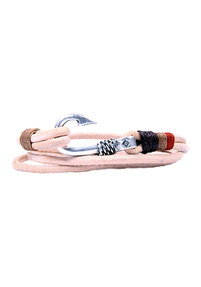 Tblk03581 Olta Ucu Figür Deri Sarmal Krem Unisex Bileklik 3550-3592 Çok Renkli