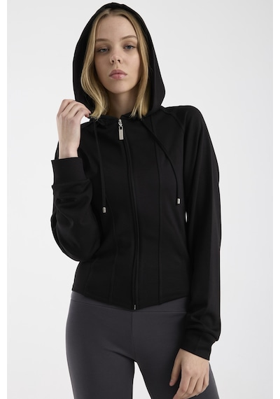 Yumuşak Dokulu Crop Sweatshirt - Siyah Siyah