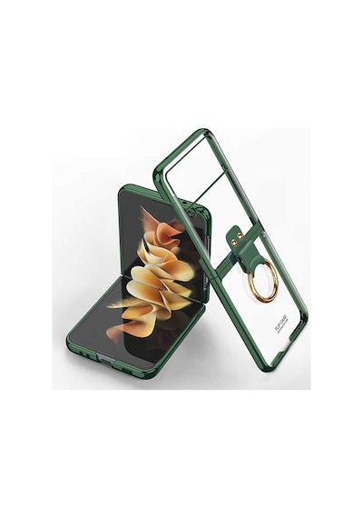 Samsung Galaxy Uyumlu Z Flip 3 Kilif Seffaf Yüzüklü Full Korumali Kapak 478655213