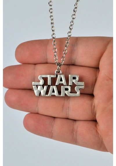Star Wars Gümüş Kaplama Zincir Kolye 60 CM Siyah