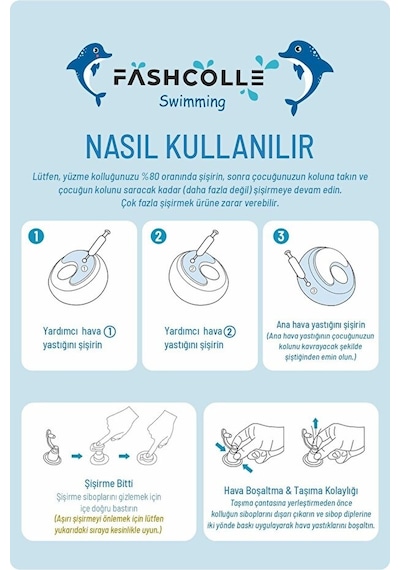 Fashcolle Small Beden Şişme Deniz Kolluğu 1-4 Yaş X 2 Adet Çok Renkli