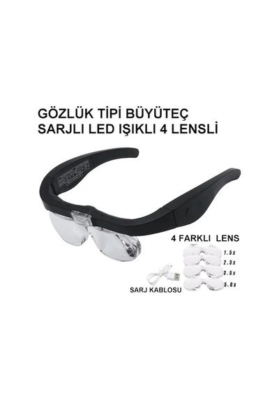 Nikula- Şarjlı Gözlük Büyüteç 4 Farklı Lens -11537dc Okuma Çalışma Yardımcı
