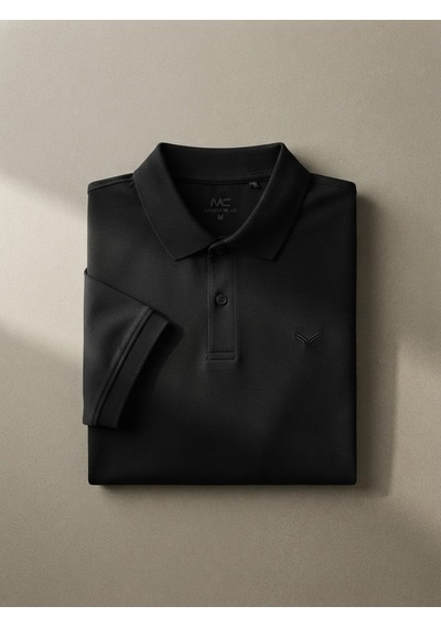 Maccali Erkek Siyah Basic Polo Yaka Tişört