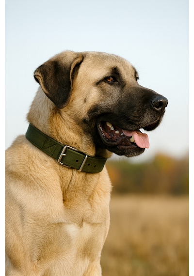 Güçlü Kalın Kangal Köpek Tasması Haki