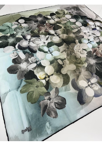 İpekal Fresh Soft Pamuk Eşarp - 05080 - 90 X 90 / 28 Siyah - Yeşil 28 Siyah - Yeşil