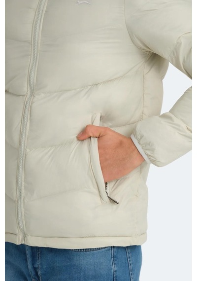 Slazenger World In Erkek Puffer Şişme Mont Kırık Beyaz Kırık Beyaz