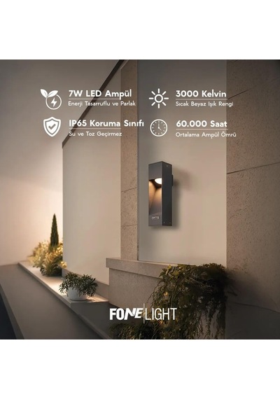 Luzerra Modern Dış Mekan Duvar Apliği - 7w Enerji Tasarruflu Led Bahçe Lambası - Ip65 Su Geçirmez Antrasit Gri Cephe Aydınlatması - Korozyona Dayanıklı Alüminyum Gövde - Dekoratif Dış Cephe Lambası
